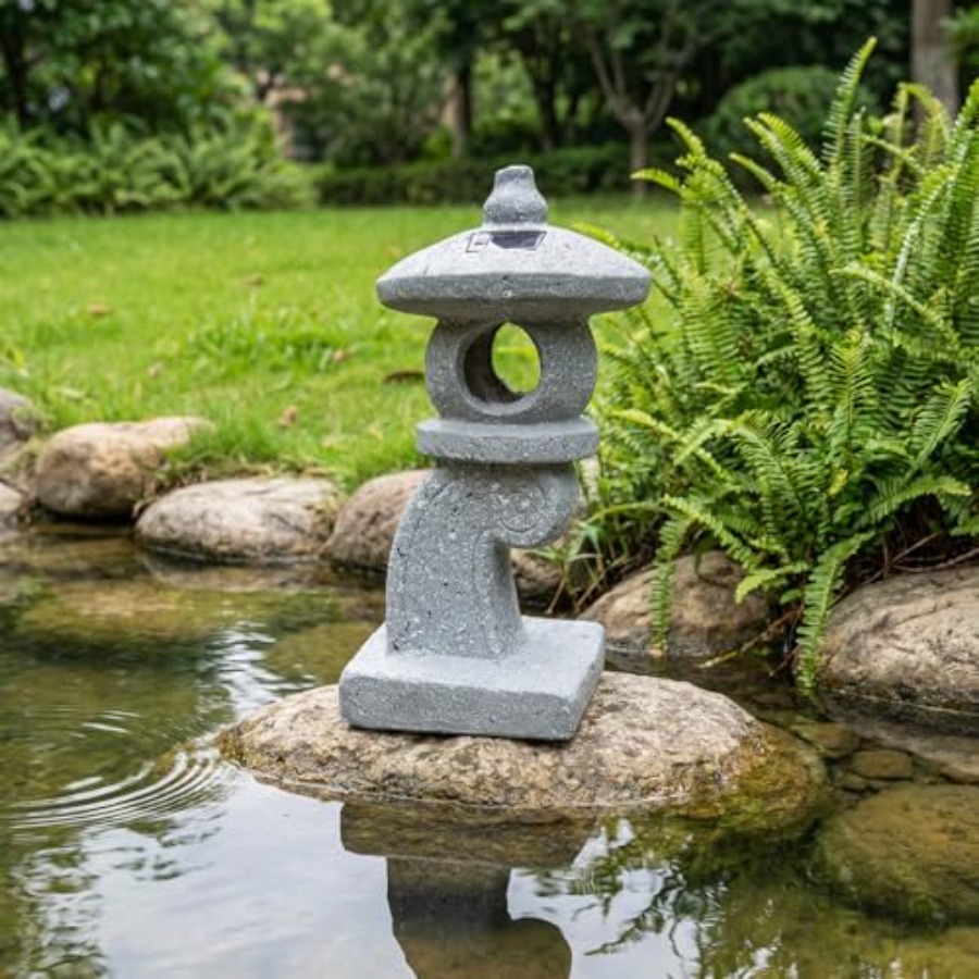 Outdoor Zen Lighting - 14인치 높이 아시아식 태양광 젠 파고다