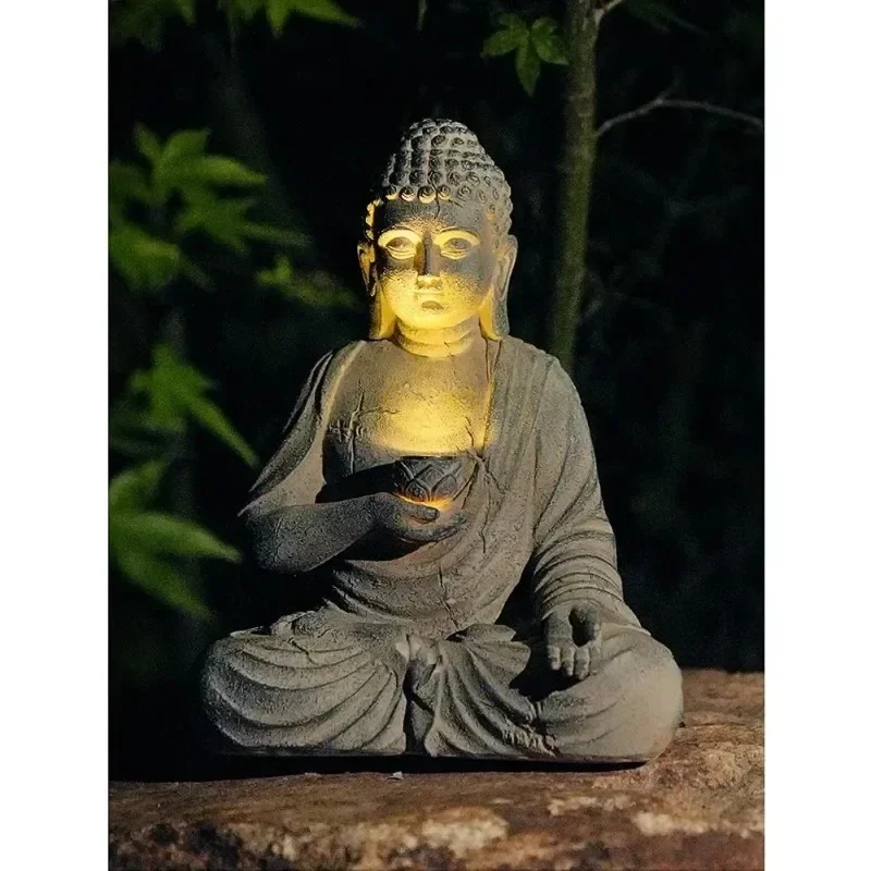 Outdoor Zen Lighting - 태양광 LED 조명 레진 불상 2026