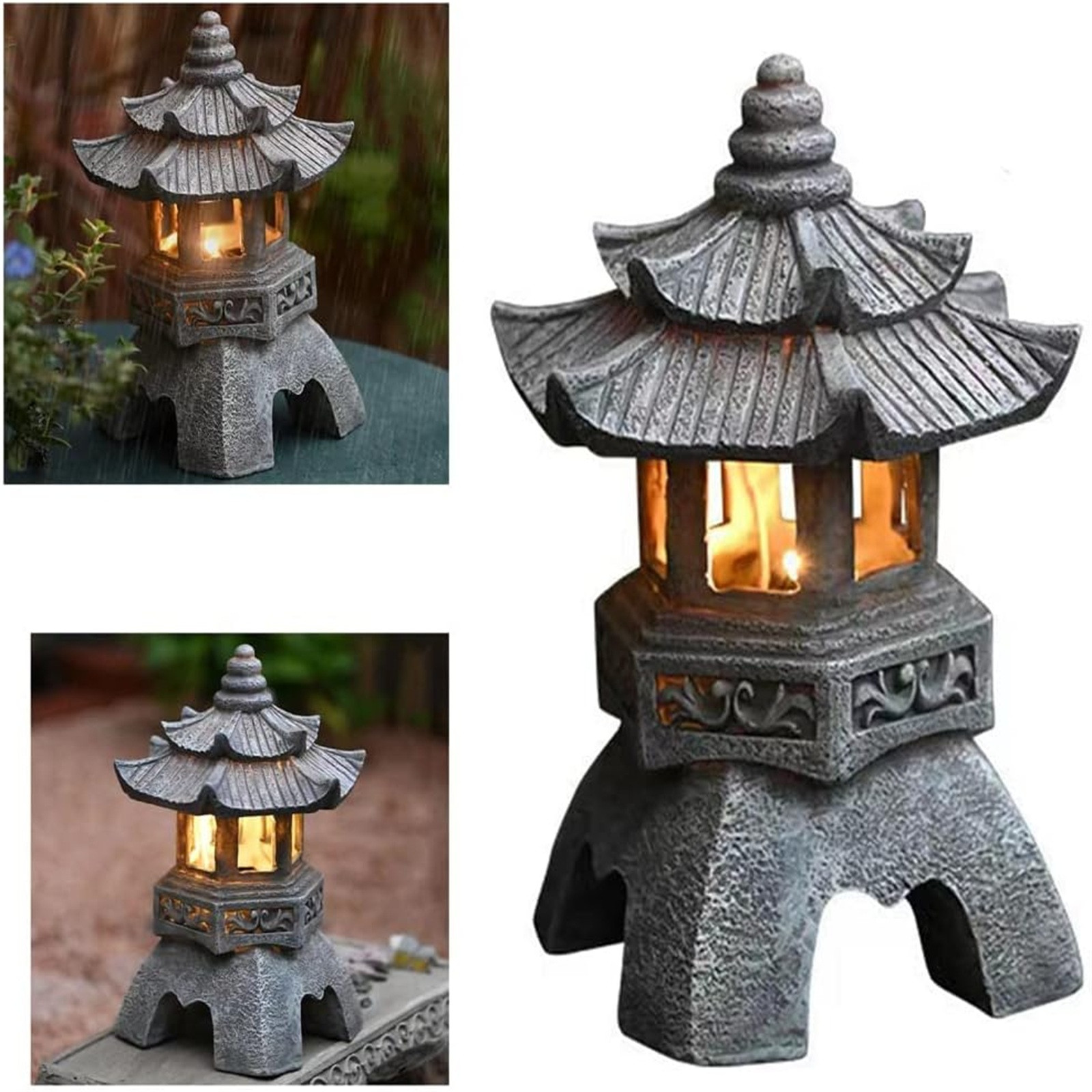 Outdoor Lighting Architectural - 야외 태양열 발전 조각상 파고다 동상,