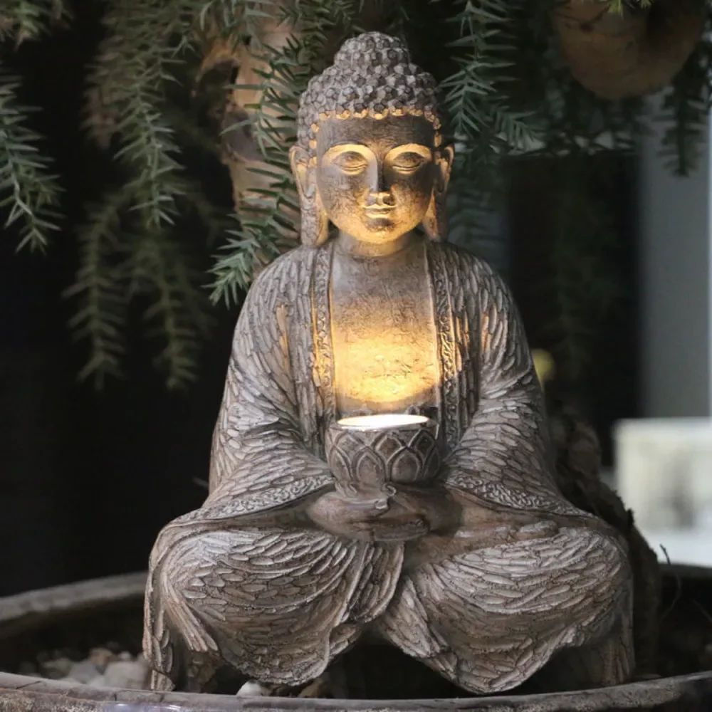 Outdoor Zen Lighting - 야외 태양광 부처상 조명 정원 장식