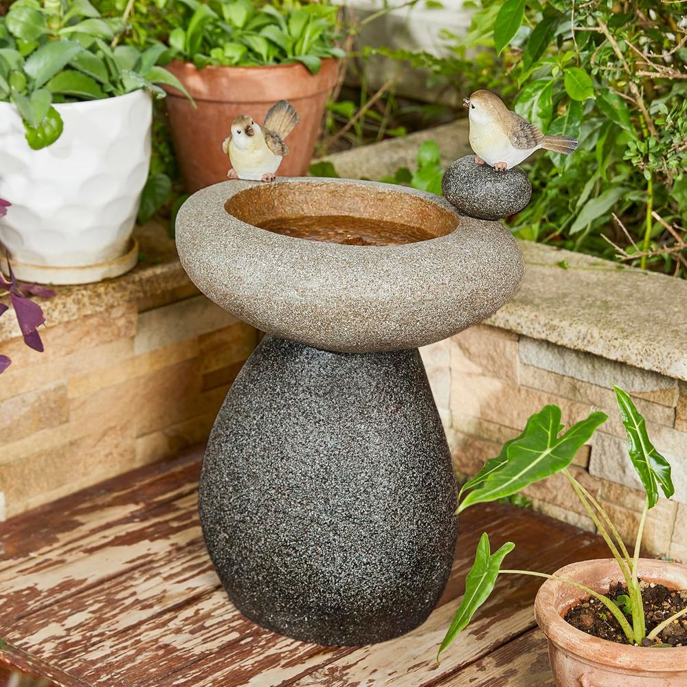 Outdoor Zen Lighting - 20.75인치 높이의 LED 조명과 펌프가 있는
