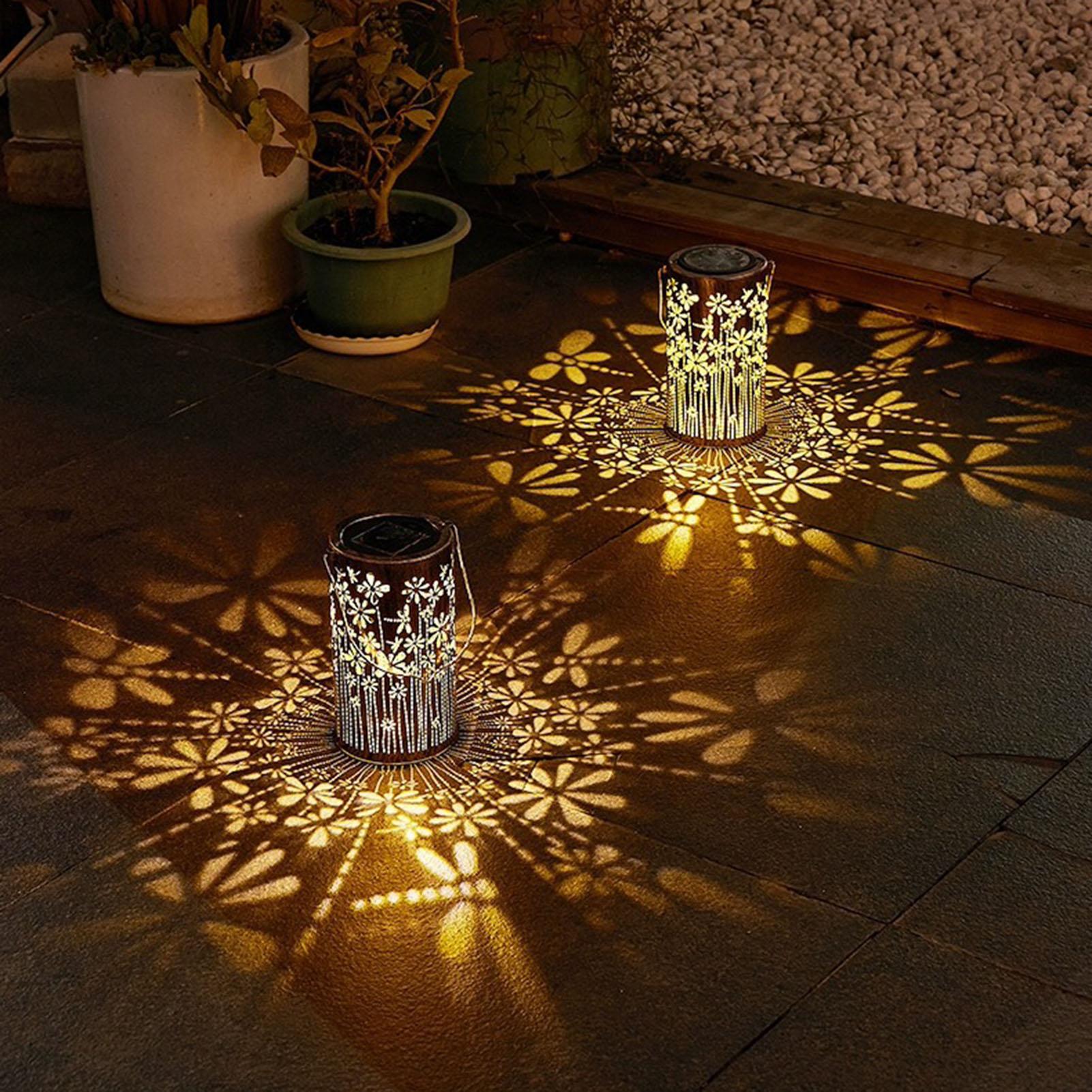 Outdoor Lighting And Landscape - 태양광 랜턴 화려한 금속 꽃 램프