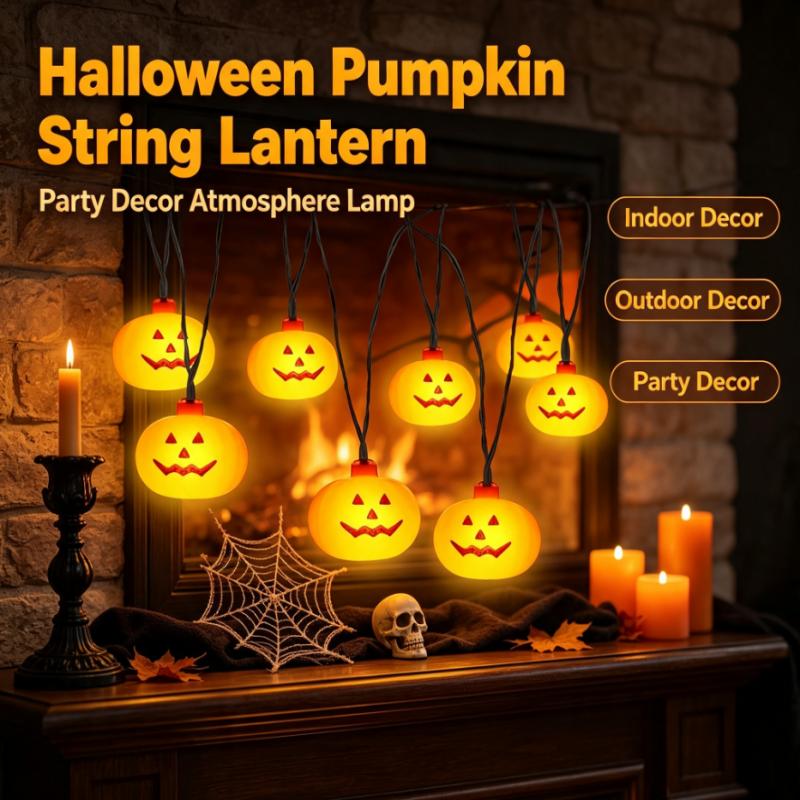 Outdoor Lighting Lanterns - 배터리로 작동되는 할로윈 호박 스트링 조명