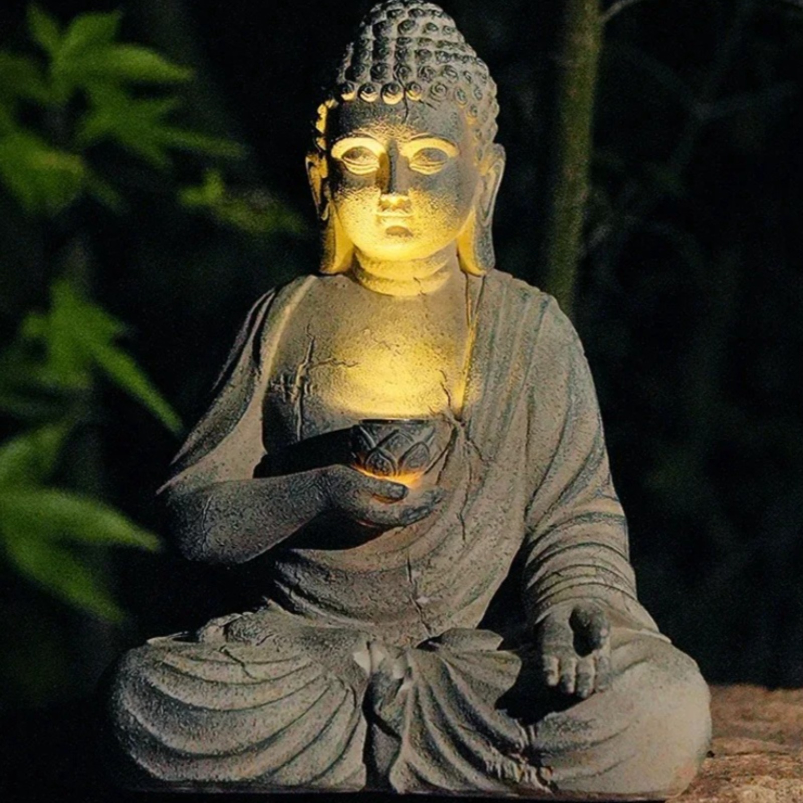 Outdoor Zen Lighting - 태양광 정원 장식 불상 레진 야외