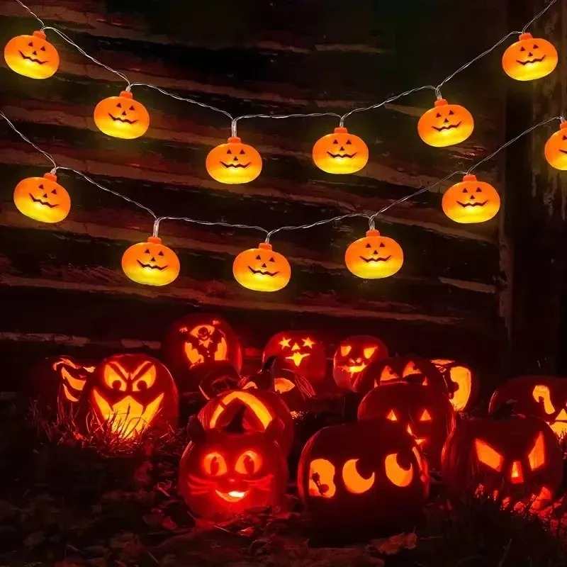 Outdoor Lighting Lanterns - 호박 할로윈 스트링 라이트 20LED 배터리