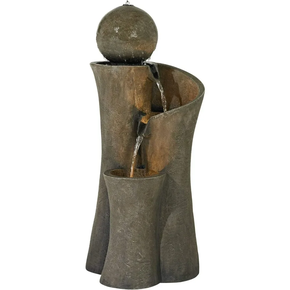 # # 야외 조각품 버블러 분수, 모던 스피어 곡선 젠 - Outdoor Zen Lighting 리뷰 및 가격