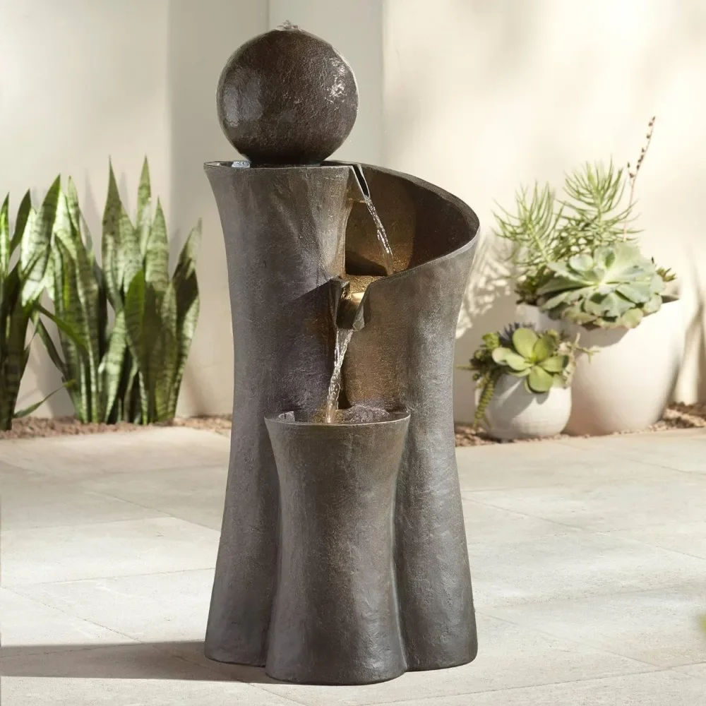 # # 야외 조각품 버블러 분수, 모던 스피어 곡선 젠 - Outdoor Zen Lighting 리뷰 및 가격