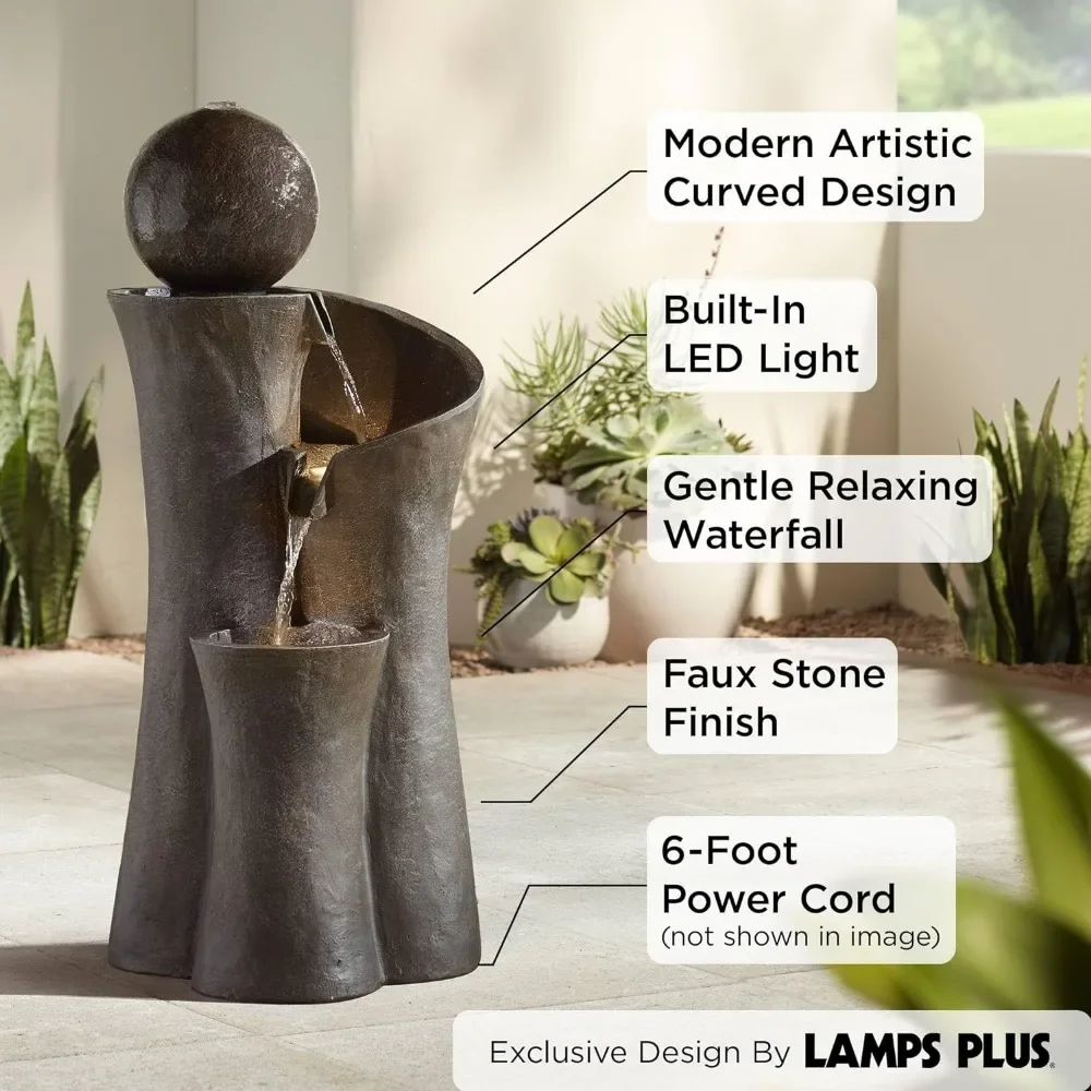 # # 야외 조각품 버블러 분수, 모던 스피어 곡선 젠 - Outdoor Zen Lighting 리뷰 및 가격