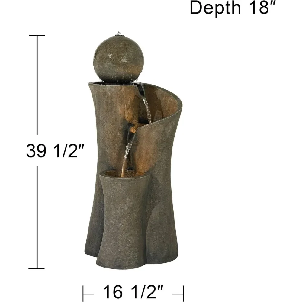 # # 야외 조각품 버블러 분수, 모던 스피어 곡선 젠 - Outdoor Zen Lighting 리뷰 및 가격