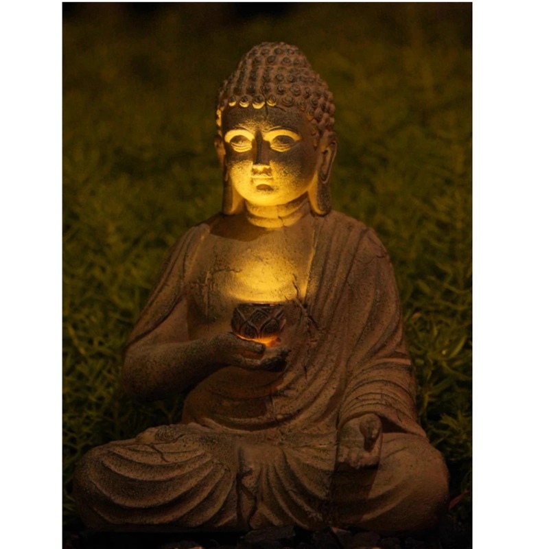 레진 불상 조각품 태양광 LED 조명 젠 아시아 일본식 - Outdoor Zen Lighting 리뷰 및 가격