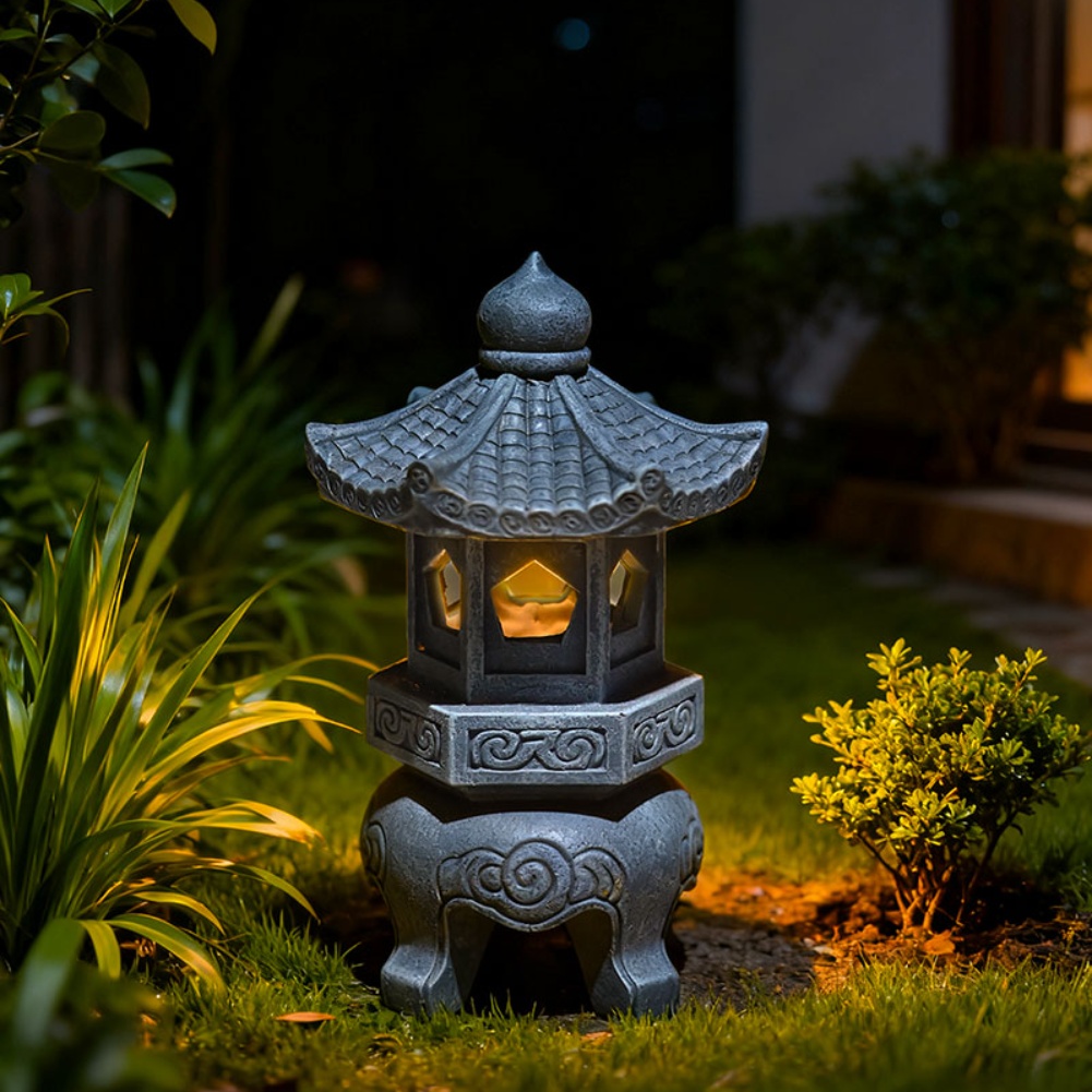 레진 소재의 젠 태양광 파고다 랜턴, 태양광 충전식 야 - Outdoor Zen Lighting 리뷰 및 가격