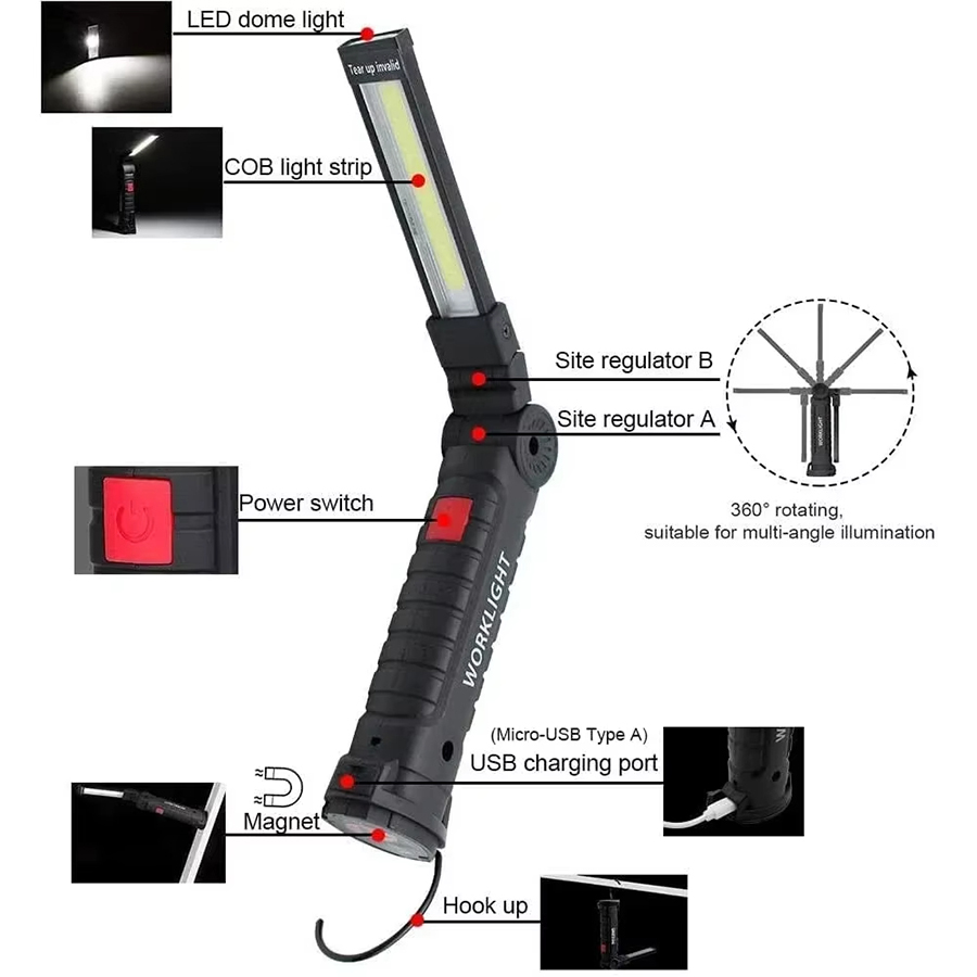 마그네틱 후크가있는 휴대용 LED 손전등 야외 수리 작 - Outdoor Lighting Junction Box 리뷰 및 가격