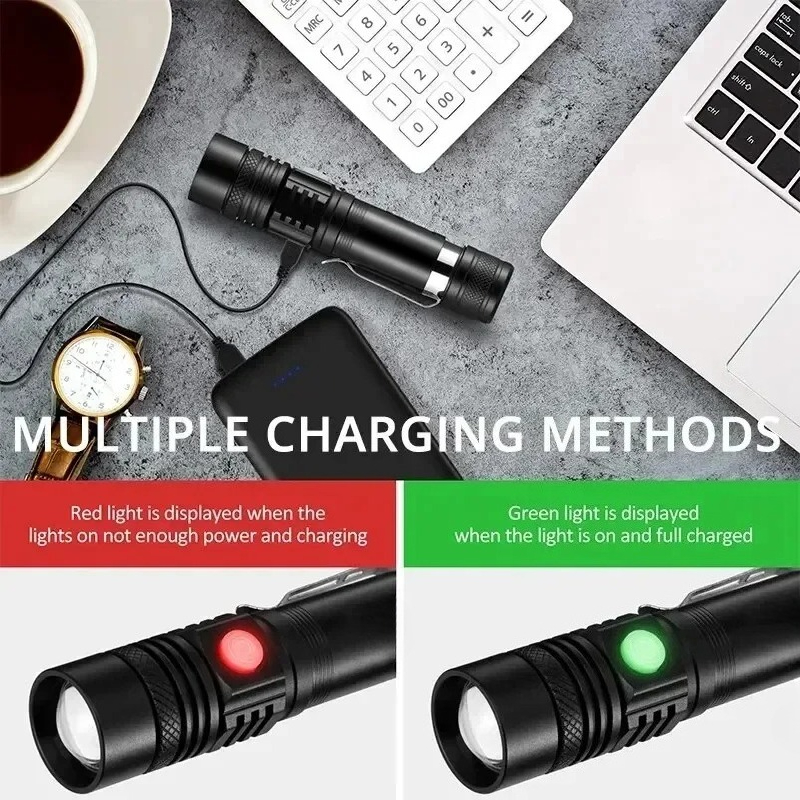 충전식 T6 핸드헬드 플래시라이트 18650 사용 줌  - Outdoor Lighting Junction Box 리뷰 및 가격