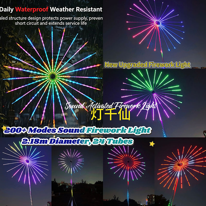 음향 활성화 불꽃놀이 조명, 듀얼 스피커, 사운드 싱크 - Outdoor Lighting Year Round 리뷰 및 가격