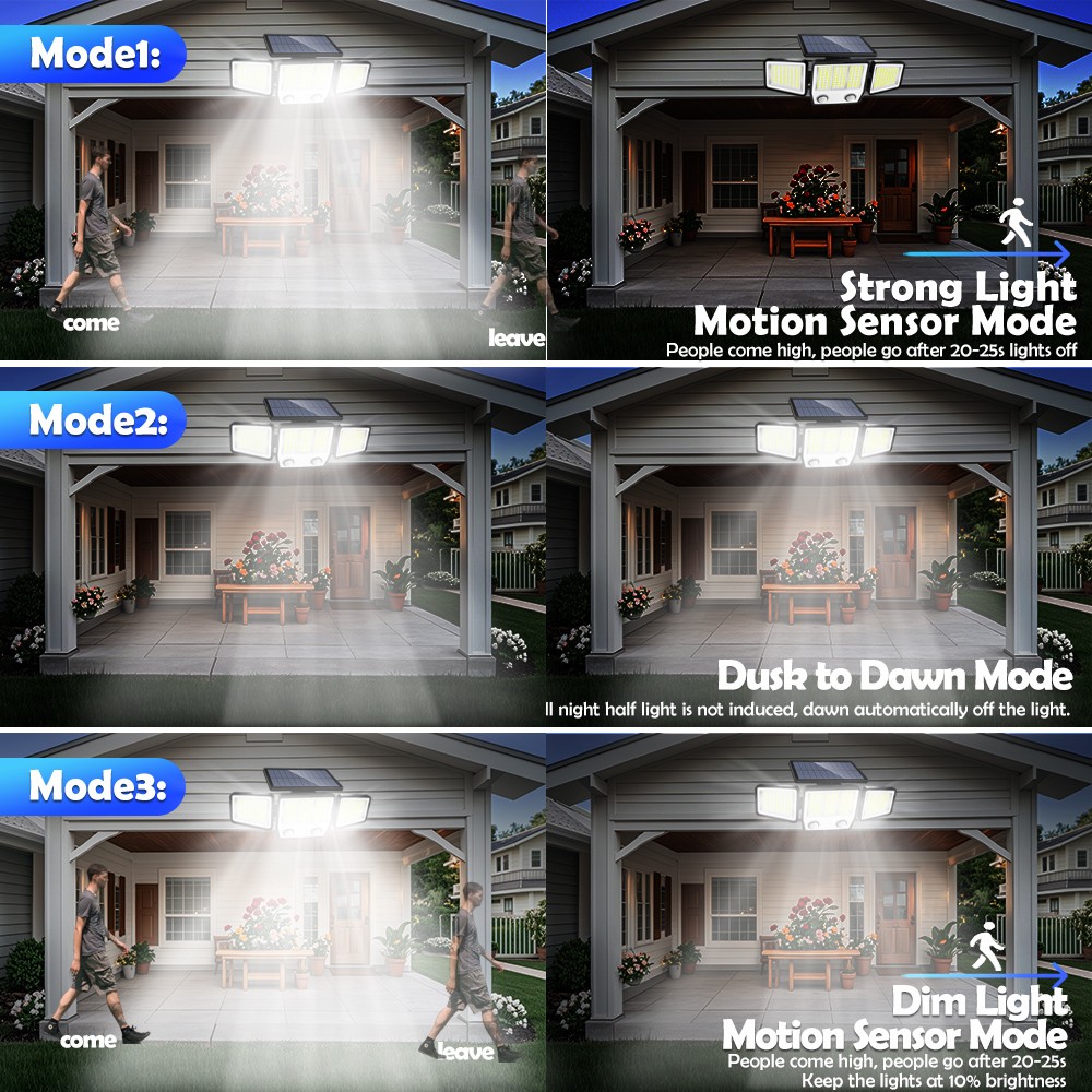 태양광 조명 야외 3헤드 모션 센서 286/236LED - Outdoor Lighting And Landscape 리뷰 및 가격