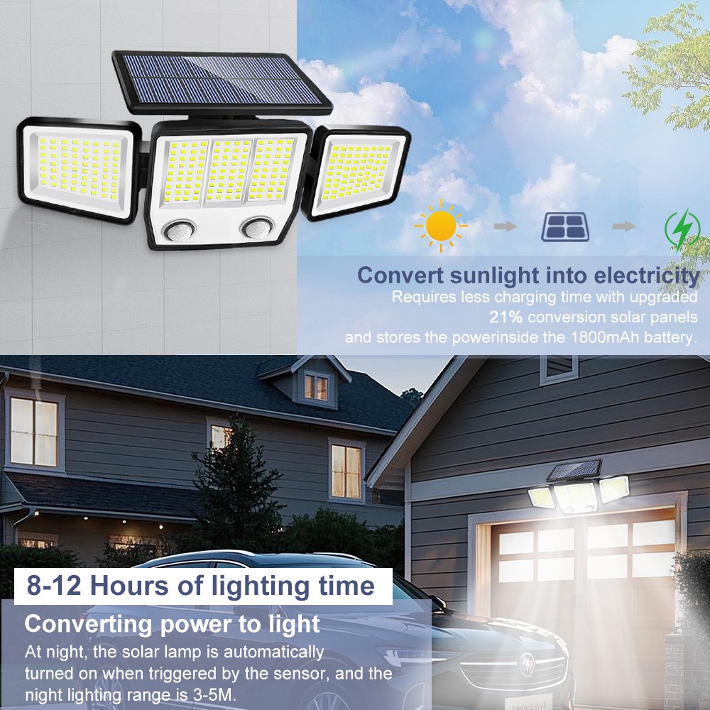 태양광 조명 야외 3헤드 모션 센서 286/236LED - Outdoor Lighting And Landscape 리뷰 및 가격