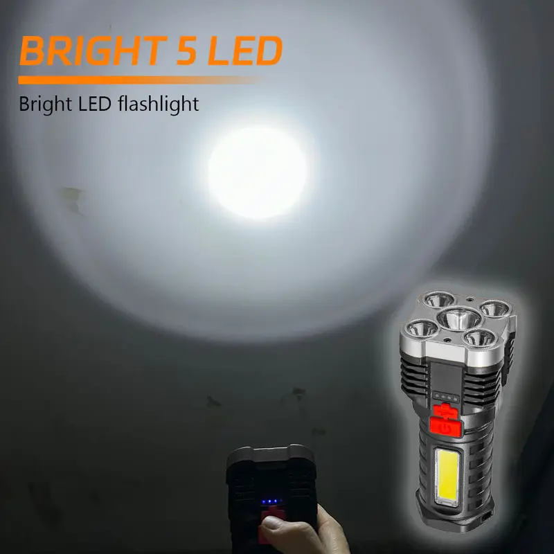 5 LED 고출력 LED 손전등 측면 조명이 있는 충전 - Outdoor Lighting Spotlight 리뷰 및 가격