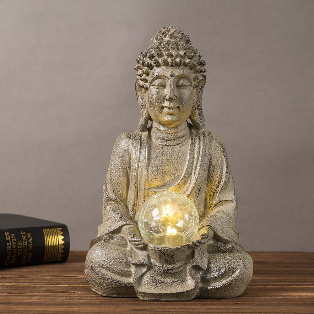 Vilead 27.5cm LED 조명이 있는 수지 불상 - Outdoor Zen Lighting 리뷰 및 가격