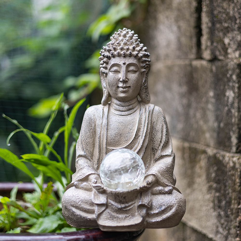 Vilead 27.5cm LED 조명이 있는 수지 불상 - Outdoor Zen Lighting 리뷰 및 가격