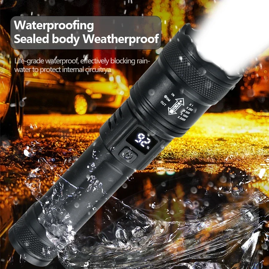 강력한 LED 손전등 배터리 디스플레이, USB 충전식 - Outdoor Lighting Battery Operated 리뷰 및 가격