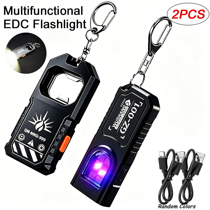 2Pcs 휴대용 LED COB 키 체인 손전등 USB  - Outdoor Lighting Lanterns 리뷰 및 가격