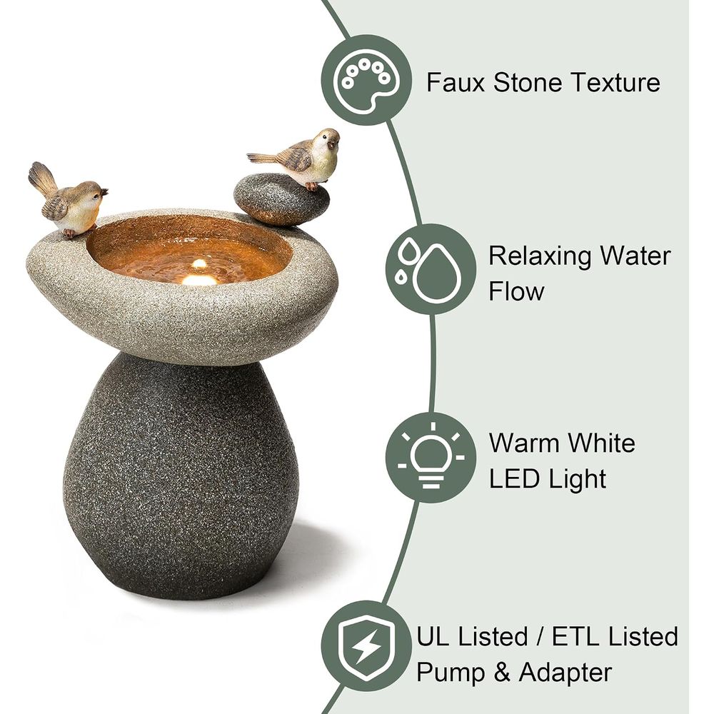 20.75인치 높이의 LED 조명과 펌프가 있는 물 분 - Outdoor Zen Lighting 리뷰 및 가격