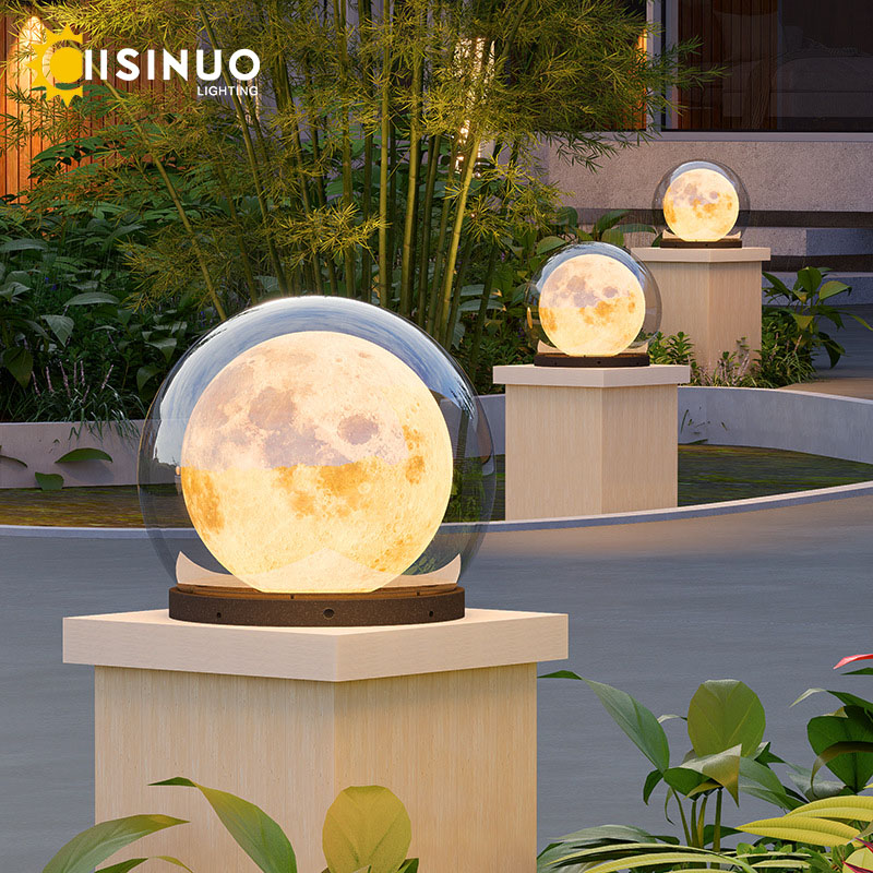 창의적인 달 기둥 조명, 야외 방수 LED 원형 풍경, - Outdoor Lighting Year Round 리뷰 및 가격