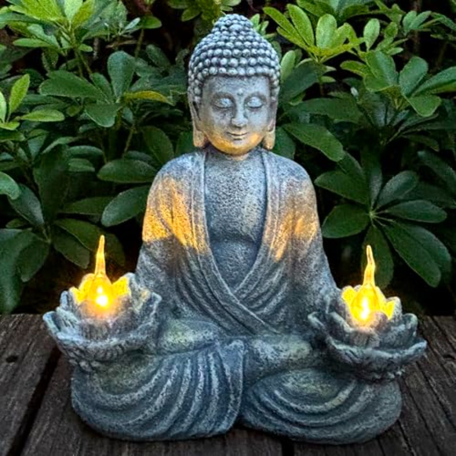 가정 및 야외 장식용 불상, 태양광 깜박이는 LED,  - Outdoor Zen Lighting 리뷰 및 가격