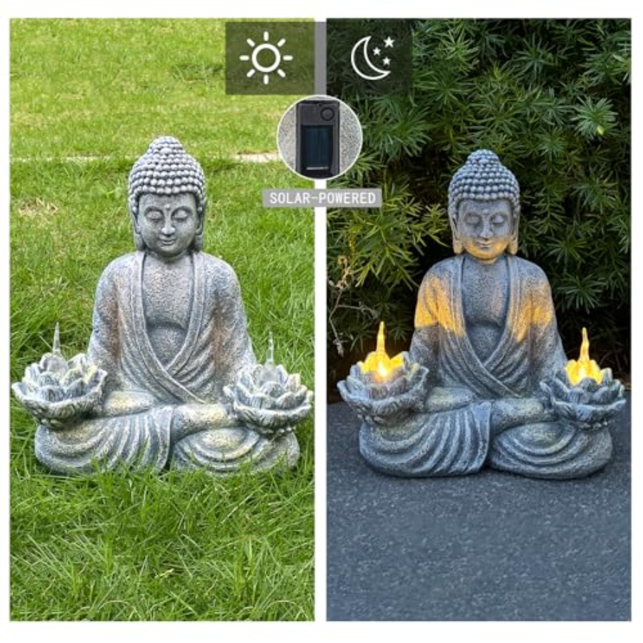 가정 및 야외 장식용 불상, 태양광 깜박이는 LED,  - Outdoor Zen Lighting 리뷰 및 가격