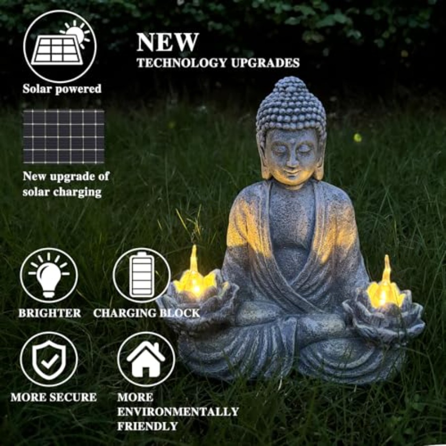 가정 및 야외 장식용 불상, 태양광 깜박이는 LED,  - Outdoor Zen Lighting 리뷰 및 가격