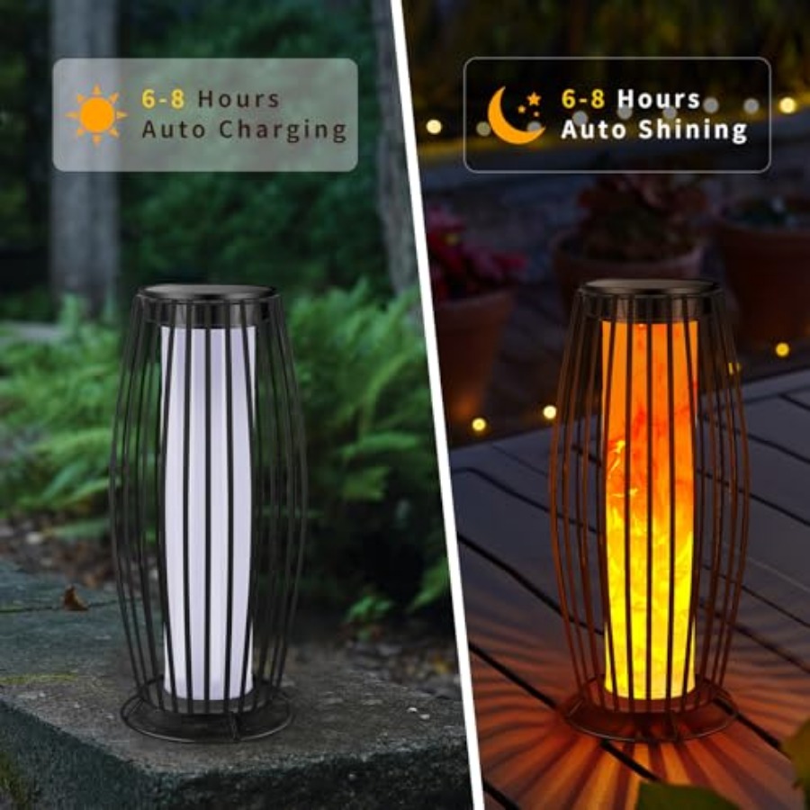 태양광 야외 플로어 램프 깜박이는 불꽃 태양광 야외 조 - Outdoor Lighting Lanterns 리뷰 및 가격
