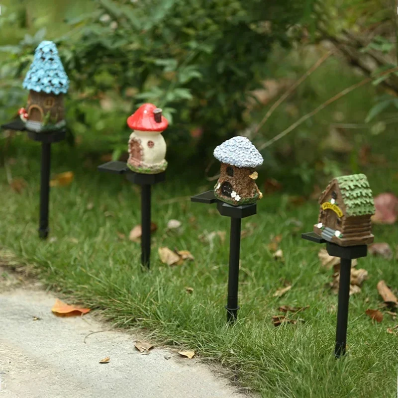 1pc 크리 에이 티브 태양열 수지 버섯 집 조명, 야 - Outdoor Lighting Architectural 리뷰 및 가격