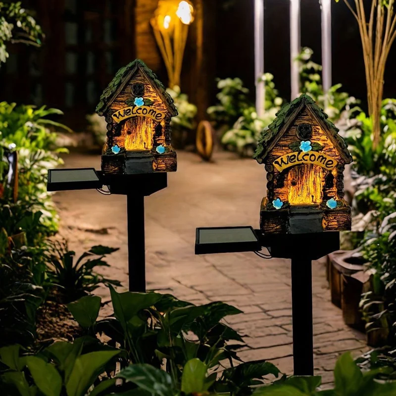 1pc 크리 에이 티브 태양열 수지 버섯 집 조명, 야 - Outdoor Lighting Architectural 리뷰 및 가격