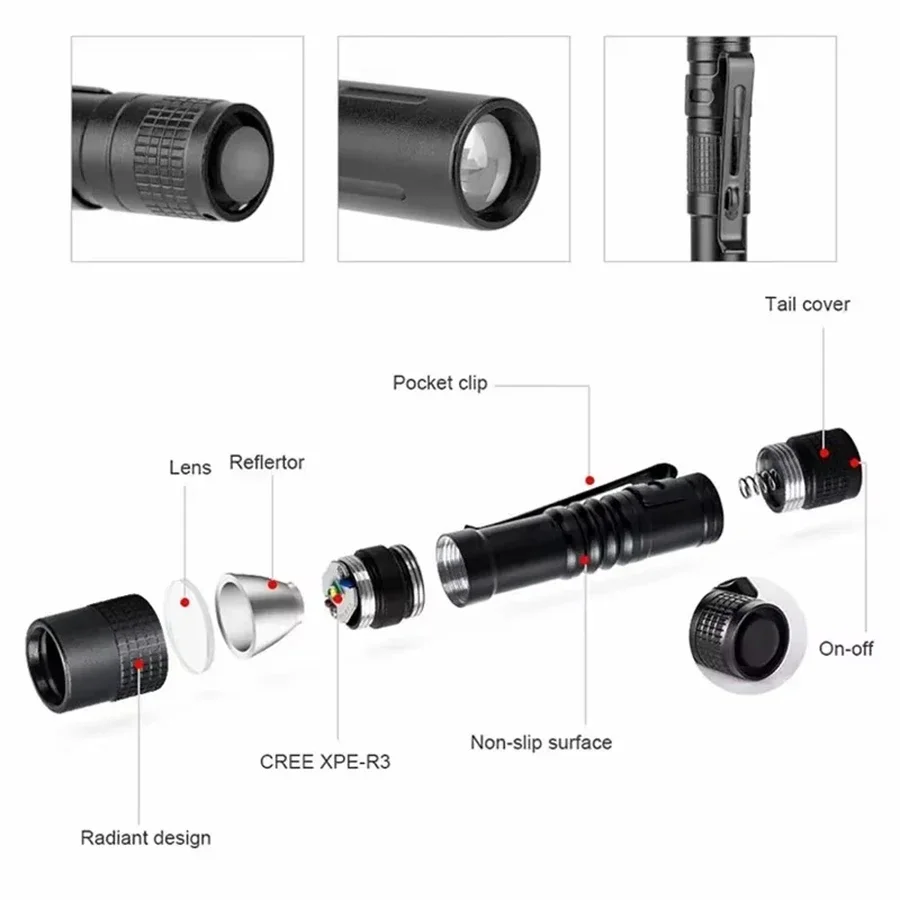 1-4PCS 미니 휴대용 LED 펜 라이트 포켓 야외  - Outdoor Lighting Junction Box 리뷰 및 가격