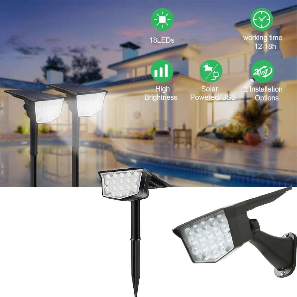 2개 태양광 야외 스팟 조명 700루멘 방수 USB 태 - Outdoor Lighting Spotlight 리뷰 및 가격