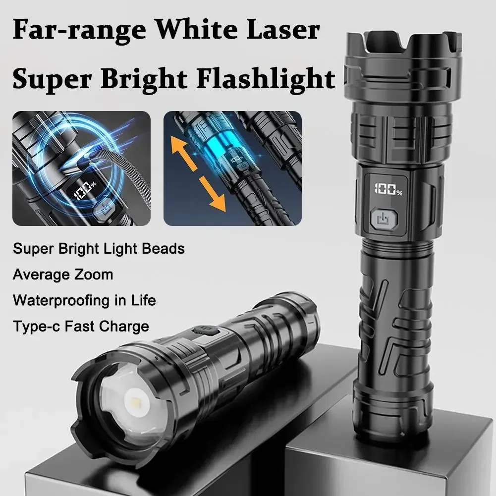 슈퍼 밝은 LED 손전등 USB 충전식 토치 야외 줌  - Outdoor Lighting Spotlight 리뷰 및 가격