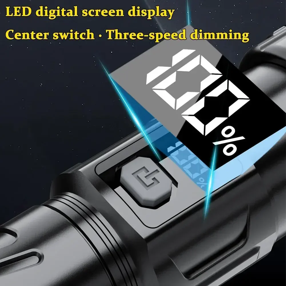 슈퍼 밝은 LED 손전등 USB 충전식 토치 야외 줌  - Outdoor Lighting Spotlight 리뷰 및 가격